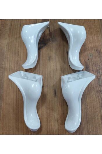 ARON Dolphin 14cm White Furniture Sideboard - Plastic Pouf Dresser Seat Leg (4 Pcs)