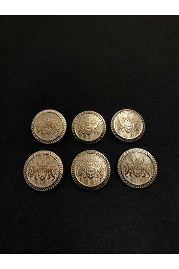 aensia Gold Double Lion Model Large Size Button 40 Size Metal Button Trench Coat and Coat Button 6-Piece Button Pack
