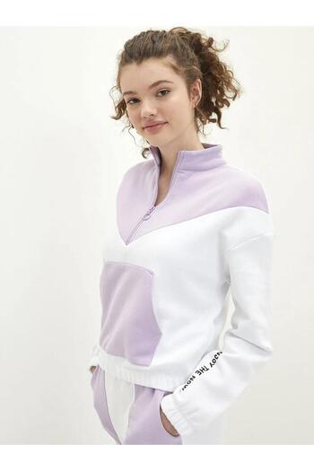LC Waikiki Casual Stand Collar Color Block Long Sleeve Women's Sweatshirt