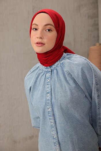 Modakaşmir Cozy Cotton Series Shawl Red