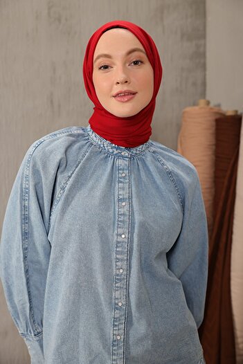 Modakaşmir Cozy Cotton Series Shawl Red