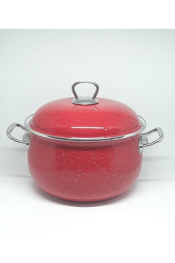 Avşar ENAMEL HOUSE 22 CM 4 LITER RED STEEL HANDLE ENAMEL COOKER
