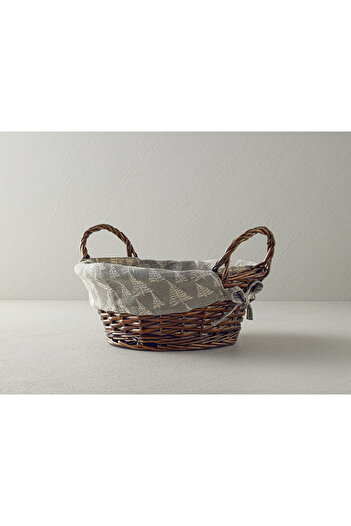 English Home Linear Wicker Bread Basket Gray
