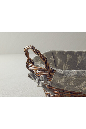 English Home Linear Wicker Bread Basket Gray