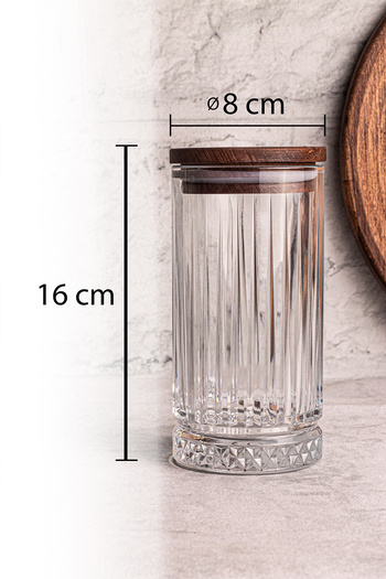 Snippy Mira 2-Piece Wooden Vacuum Glass Storage Container with Lid 450 ml 2 Pieces