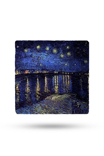 Begoloni Stone Decor Van Gogh Artifact Printed Natural Stone Trivet - 20X20Cm Teapot Pot Pan Base