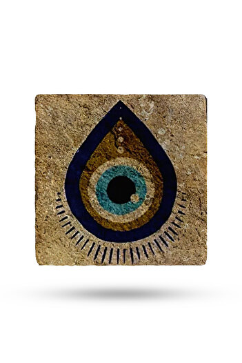 Begoloni Stone Decor Natural Stone Trivet 20X20Cm Evil Eye Bead Printed Teapot Coaster - Pot Pan Coaster