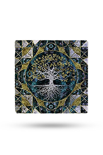 Begoloni Stone Decor Natural Stone Trivet 20x20cm Tree of Life Printed Natural Stone Trivet -295