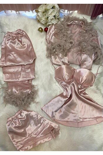 Limas lingerie tüylü pijama takımı 4 parça