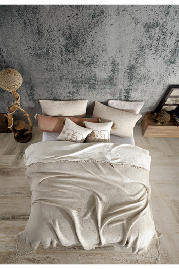 destinyhometex Mink Single Size 160 x 240cm Bedspread/1 Piece 50x70cm Pillow 4 Layers Multi Muslin 100% Cotton