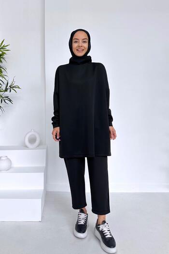 Ka Hijab Turtleneck Basic Scuba Hijab Set - Black
