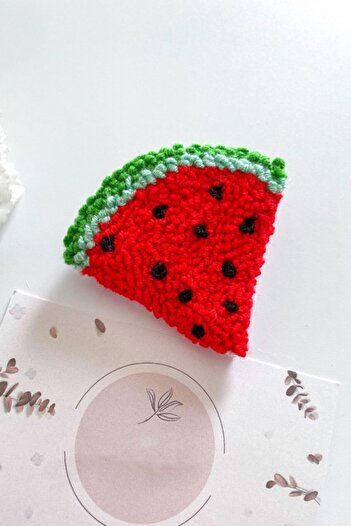 By Nur Erten Strawberry And Watermelon Punch Embroidered Girl's Hair Clip Set