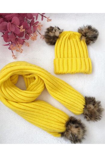 ŞAPKAKİDS Knitwear Scarf Beret Set