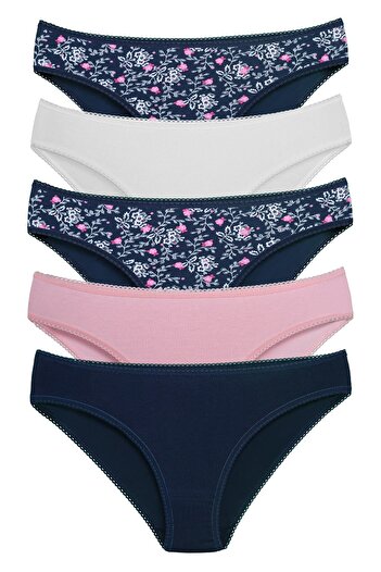 Sensu Chiloți casual de damă din bumbac - Set de 5 culori mixte Kts1090