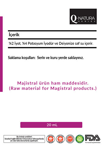 Q natura series Lugols Solution 2% Iodine - Drop 20 ml 4 Pieces