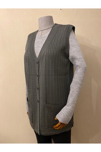 TEK Hair Knitted SINGLE Knitwear Mercerized Mother Vest / Anthracite