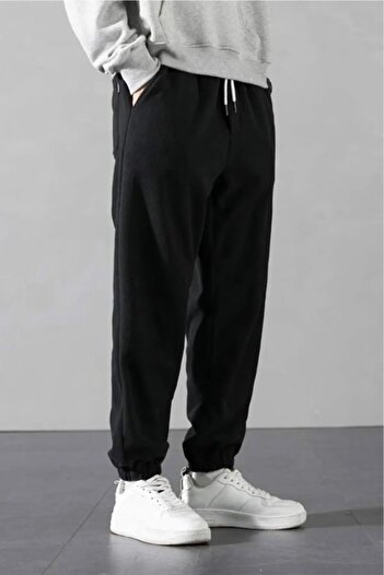 belean Men's Black Cold Resistant Oversize Loose Cut Fleece