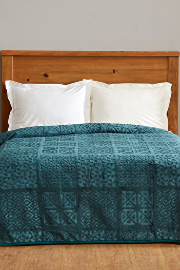 Karaca Home Blair Petrol Single Embos Blanket