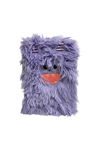 FİGO Kırtasiye Long Furry Plush Keepsake Book Memory Daily Striped Diary Notebook