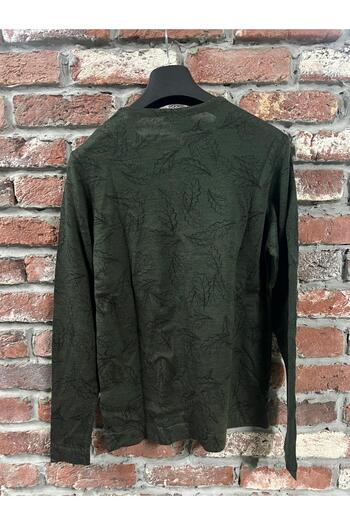 Pierre Cardin Printed Green Crew Neck Knitwear Sweatshirt