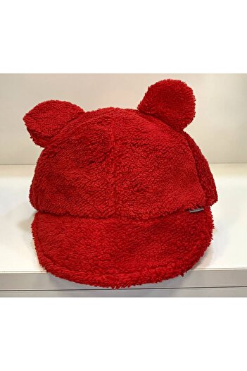 Kitti ARICI STORE 1-4 YAŞ ÇOCUK PELUŞ KIŞLIK KIRMIZI RENK ŞAPKA