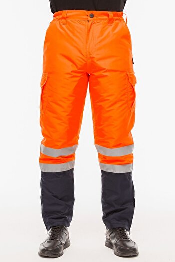 Uniprom Men's Winter Work Pants - Water and Windproof, Fiber Inside Surface, Neon Orange