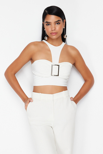 Trendyol Collection Весільні аксесуари для нареченої біле бюст'є Orme Crop TPRSS23BS00088