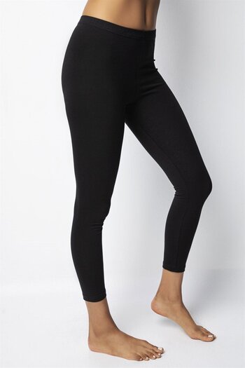 DONEX Women's Cotton Fabric Elastic Waist Long Black Tights