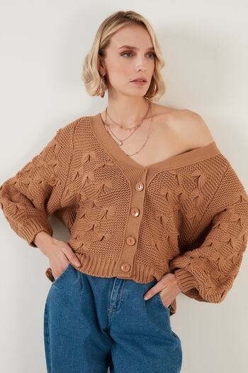 Lela V-Neck Buttoned Knitted Knitted Cardigan Women's Cardigan 6310007