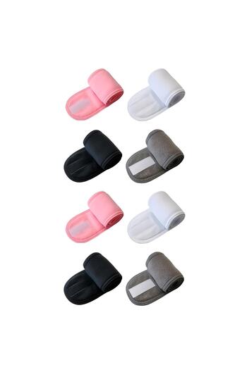 HIZSOY TEKSTİL 8-Piece Towel Hair Band Velcro Makeup Headband Athlete Hair Band
