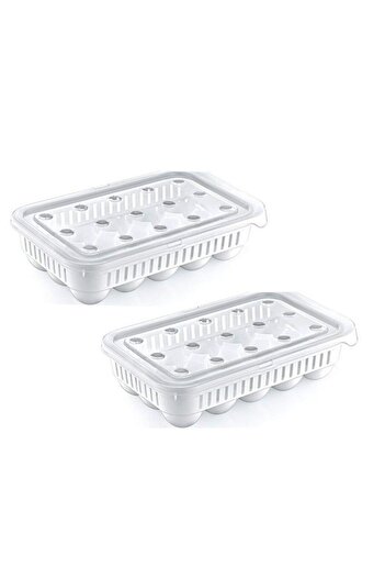 bimbambom 2-Piece Egg Storage Set of 15 - Egg Cup Organizer with Sterile Lid