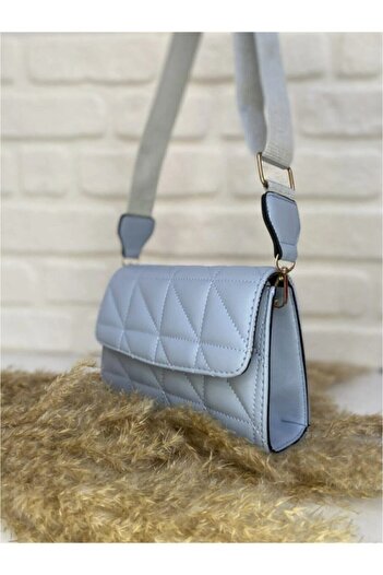 PurpleART Γυναικεία Baby Blue καπιτονέ ρυθμιζόμενη τσάντα ώμου με λουράκι κολώνας