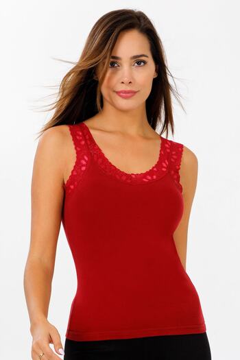 Sensu Women's Collar and Strap Lace Cotton Undershirt