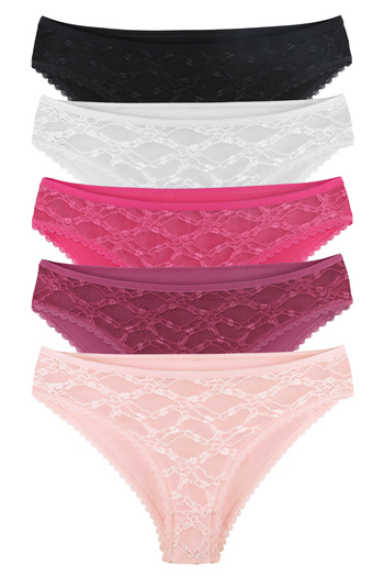 Sensu Women's Lace Front Slip Panties 5 Pack Set - Kts3005