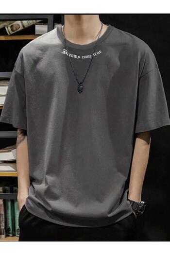 SELENA BUTİK Unisex Gray Dreams Cotton Oversize Boyfriend T-shirt
