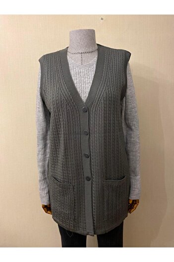 TEK Hair Knitted SINGLE Knitwear Mercerized Mother Vest / Anthracite