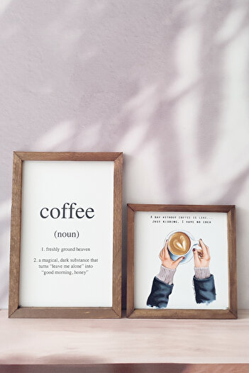 Wooden Factory Coffee Enerjisi Ahşap Çerçeveli Tablo Seti