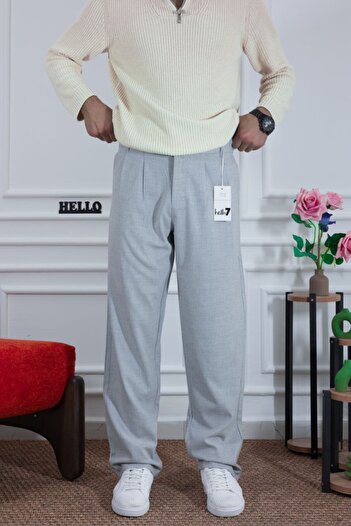 MODAFE Baggy Trousers Wide Leg Elastic Waist Linen Fabric Lycra
