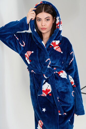 VİENETTA Women's Welsoft Hooded Long Sleeve Short Dressing Gown
,202086