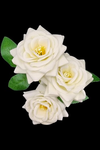 MD Aspiz Flowers 1 Artificial Luxury Single 3-Headed Rose Velvet __ Bunch of Ivy Tree Flower Gift for Lover Without Pot