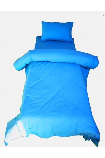 Ricco Lifes Blue Duvet Cover Set with Elastic Sheets Hotel Dormitory Hostel Military Military Construction Site