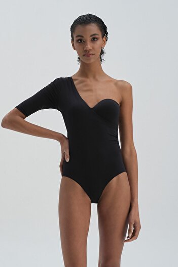 Dagi Black One Shoulder Truv. Arm Swimsuit