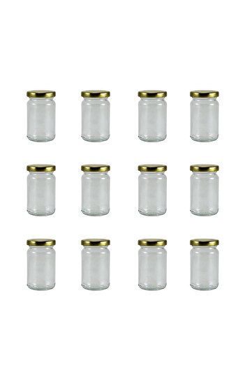 bimbambom 12-Piece Short Glass Spice and Sauce Jar, Small Glass Jar with Lid 10.5 Cc Food Jar