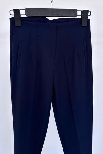 Ka Hijab Dart Detail Lycra Trousers - Navy Blue