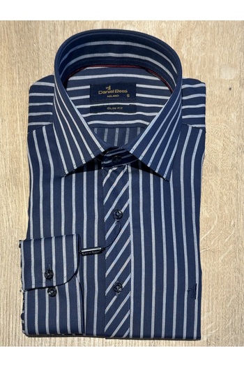 Daniel Bessi Long Sleeve Slim Fit Striped Cotton Men's Classic Shirt