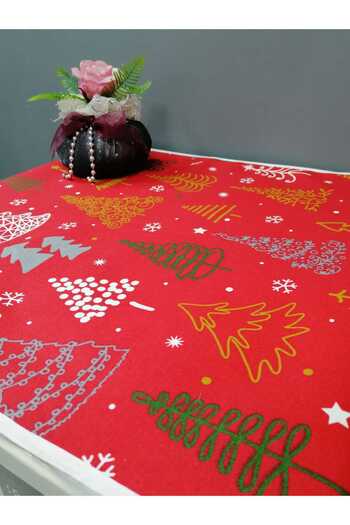 Başak Ev Tekstili RED NEW YEAR PATTERNED DUCK FABRIC WASHING AND DRYER COVER 120X60CM
