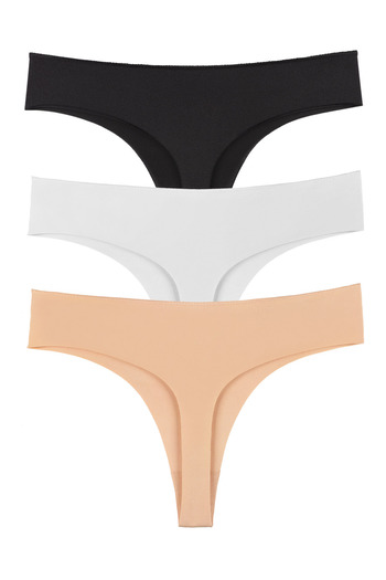 Sensu Women's Laser Cut Thong Panties 3 Pack Set Kts3067