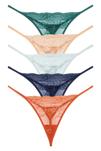 Sensu Women's Lace Panties Set of 5 - Assorted Colors Kts3062