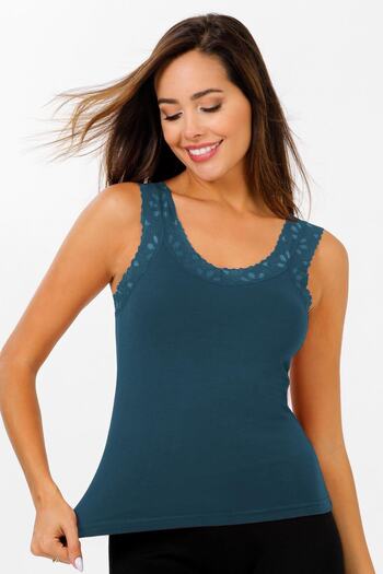 Sensu Women's Collar and Strap Lace Cotton Undershirt