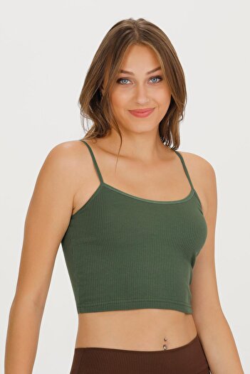 Sensu Women's Corduroy Rope Strap Crop Bustier - CROP120